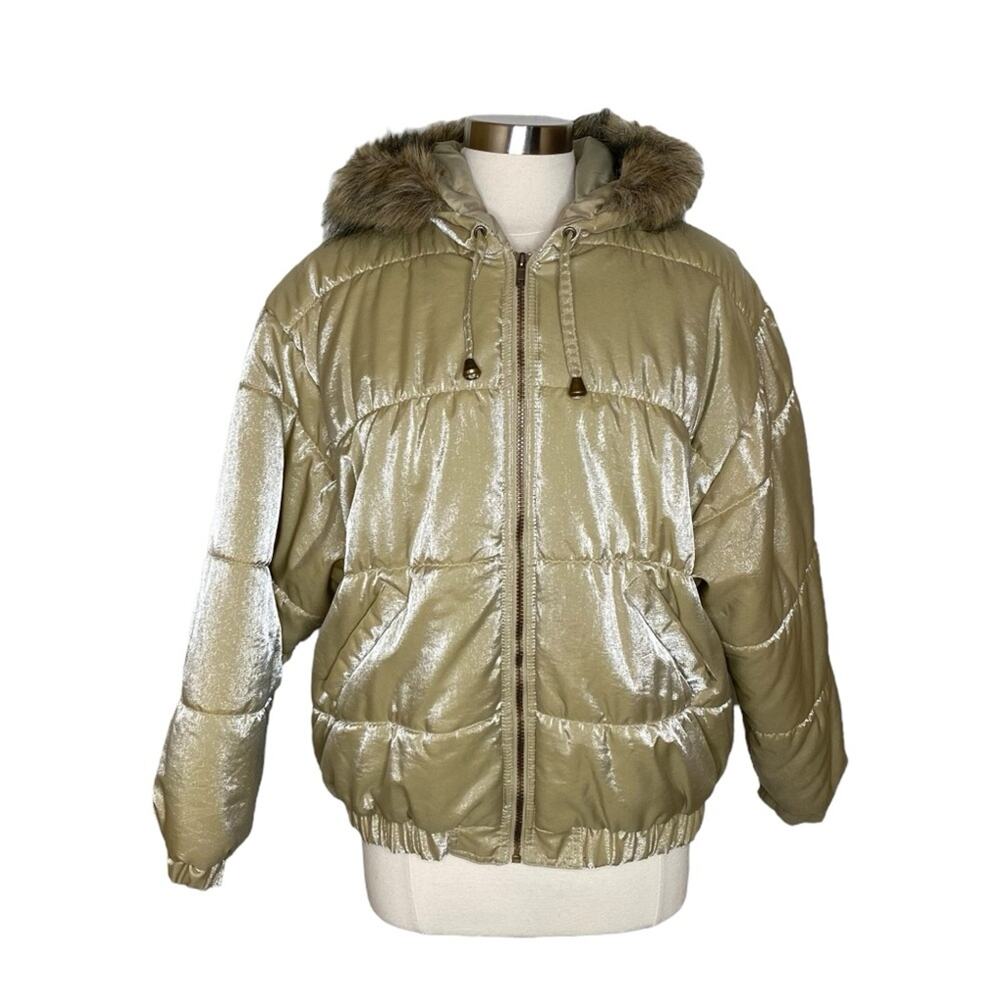 Vintage Braetan Y2K Full Zip Hooded Faux Fur Trim‎ Puffer Jacket Women's Medium